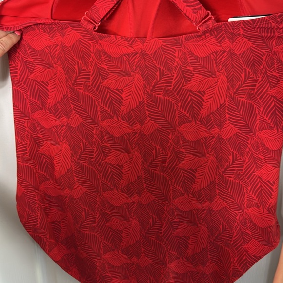 Roots Gorgeous Red One Piece Swimsuit With Leaf Pattern. NEW - Picture 6 of 8